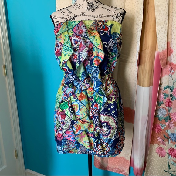 GLAM Strapless Ruffled Mini Dress - Picture 2 of 4